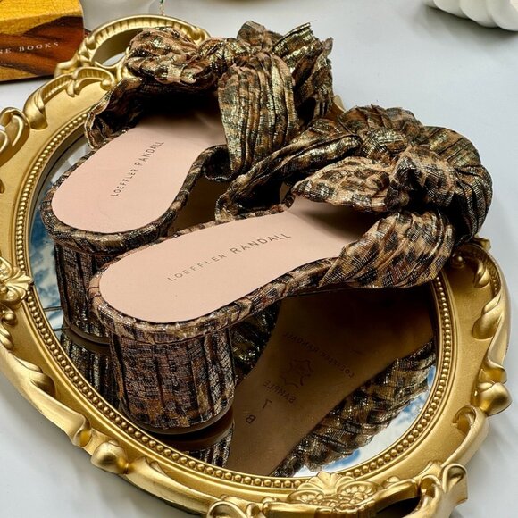 🆕 LOEFFLER RANDALL 🧿 NWOB Emilia Heeled Mules, Metallic Leopard, Sz 7 SAMPLE - Picture 14 of 15